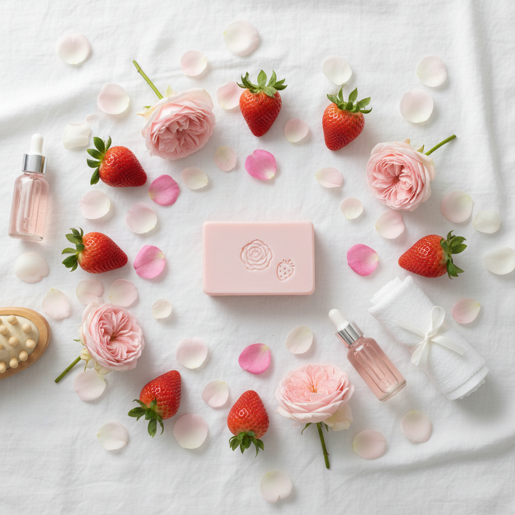 Strawberry & Rose Soap 300g – Vitamin C Brightening & Romantic Luxury