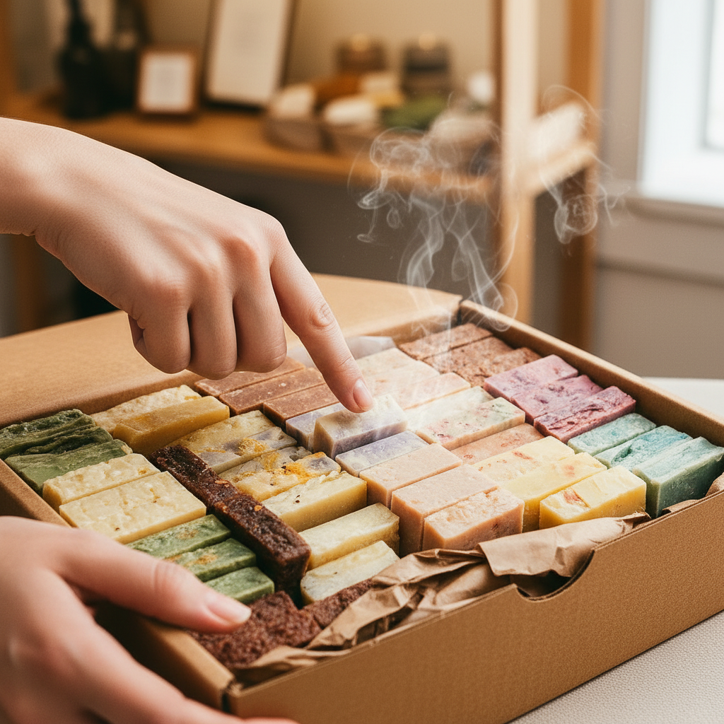 Customer Choosing Soaps