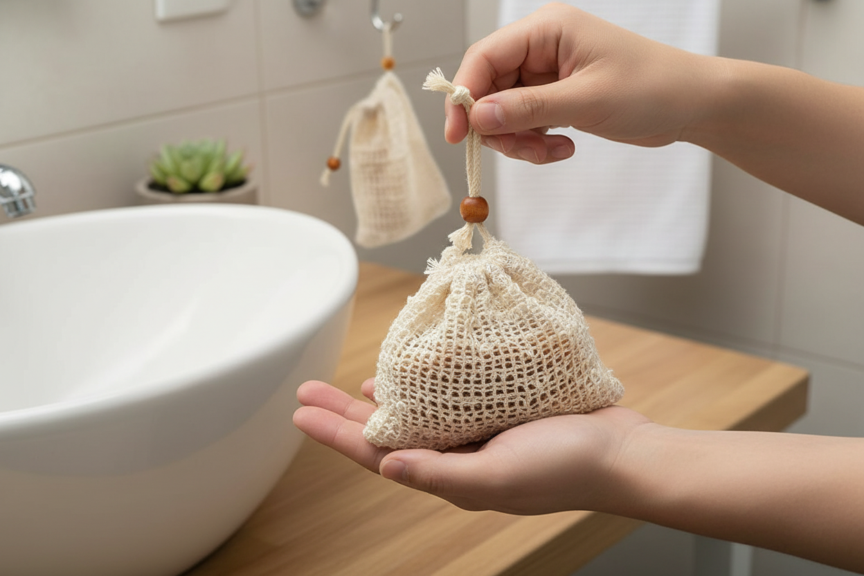Holding Sisal Soap Bag