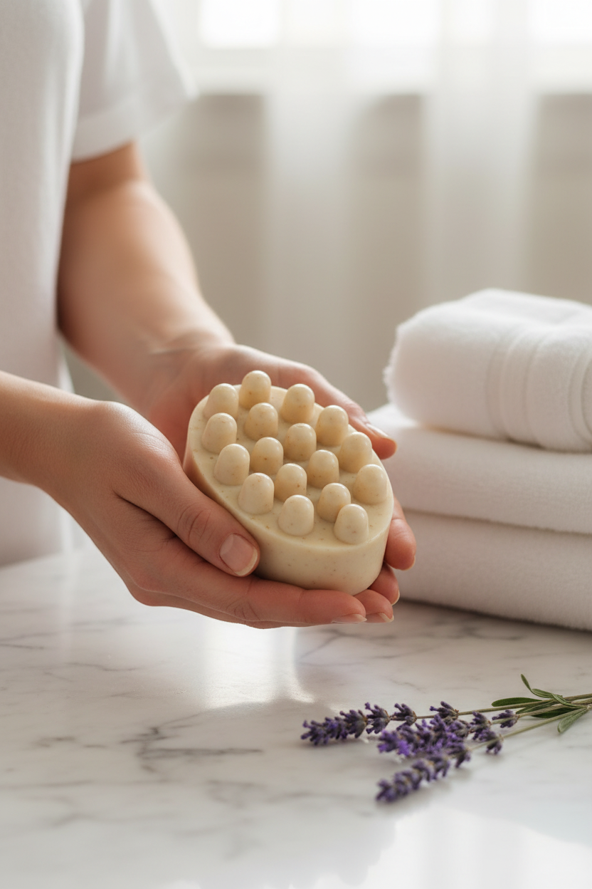 Holding Soap with Lavender