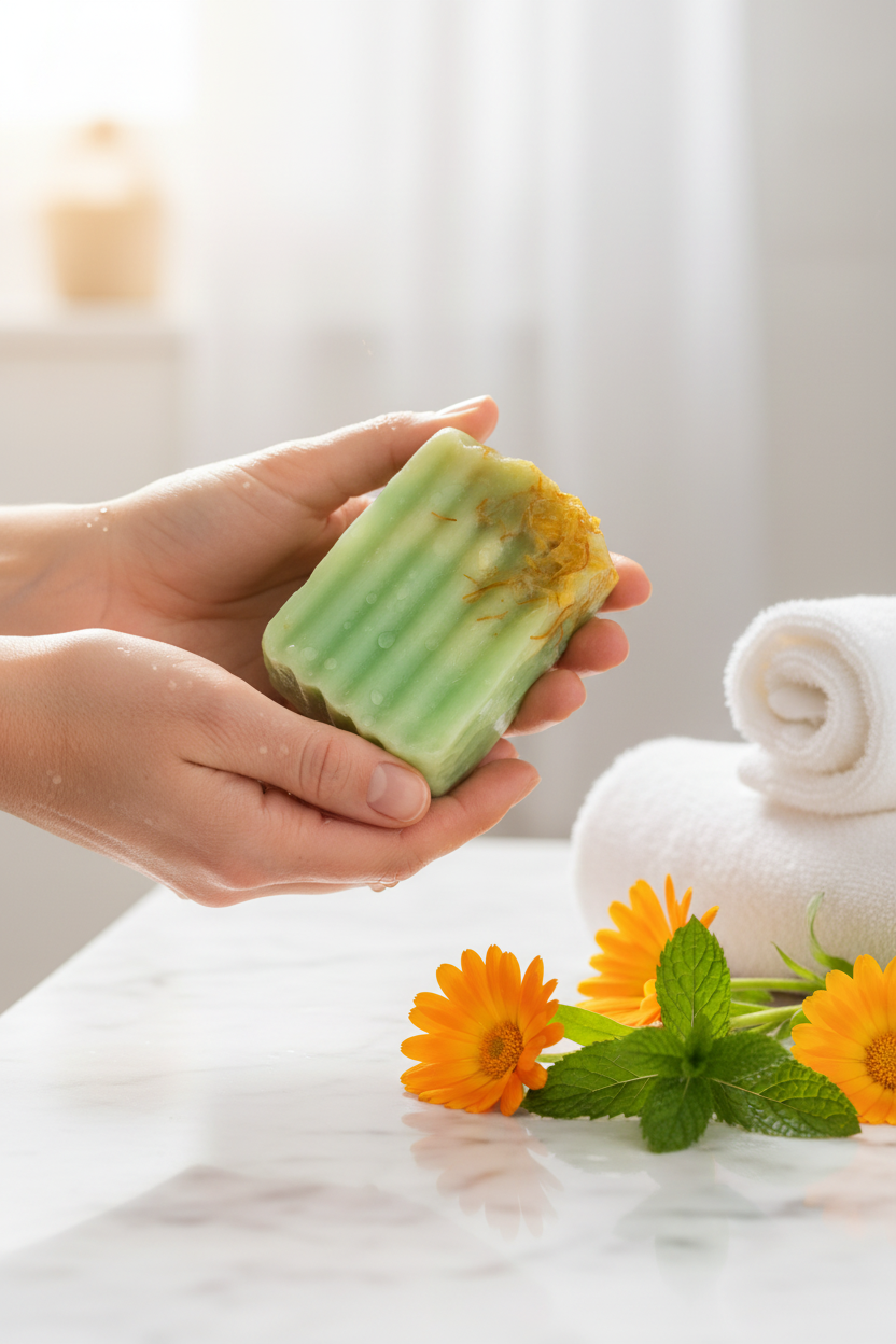 Holding with Calendula Flowers
