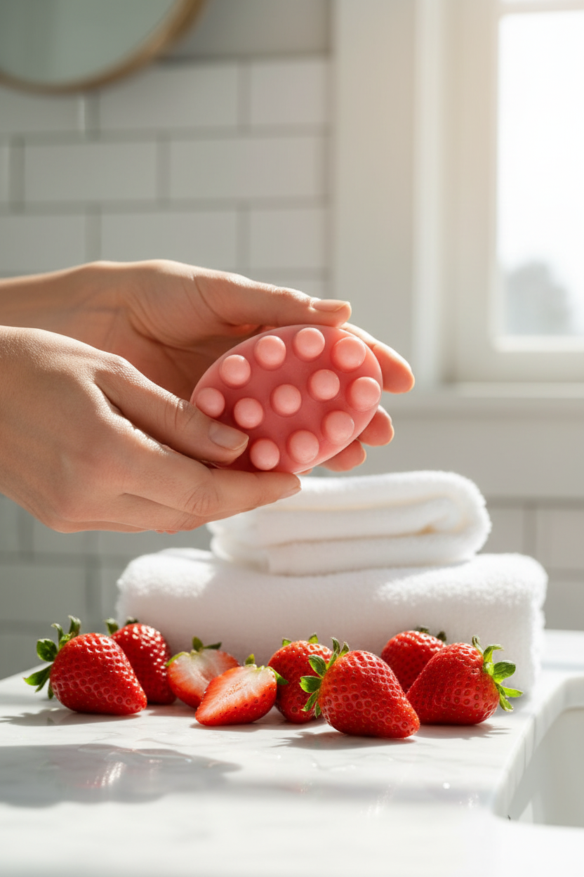 Holding with Fresh Strawberries