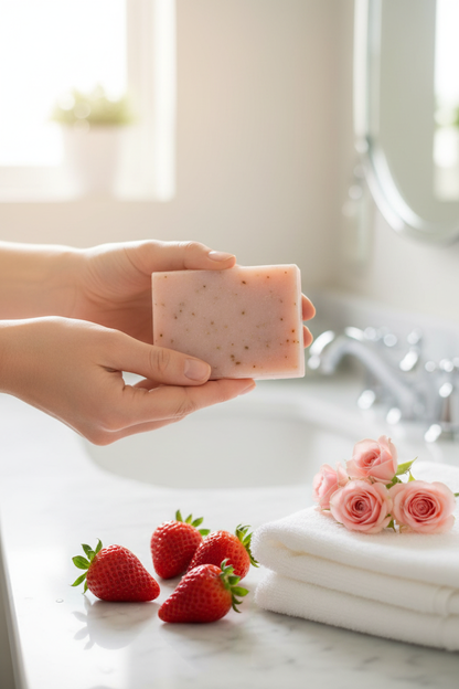 Holding with Strawberries and Roses