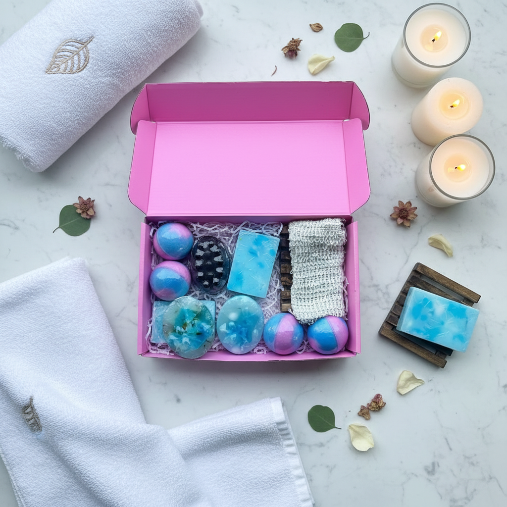 Spa Box Contents Flat Lay