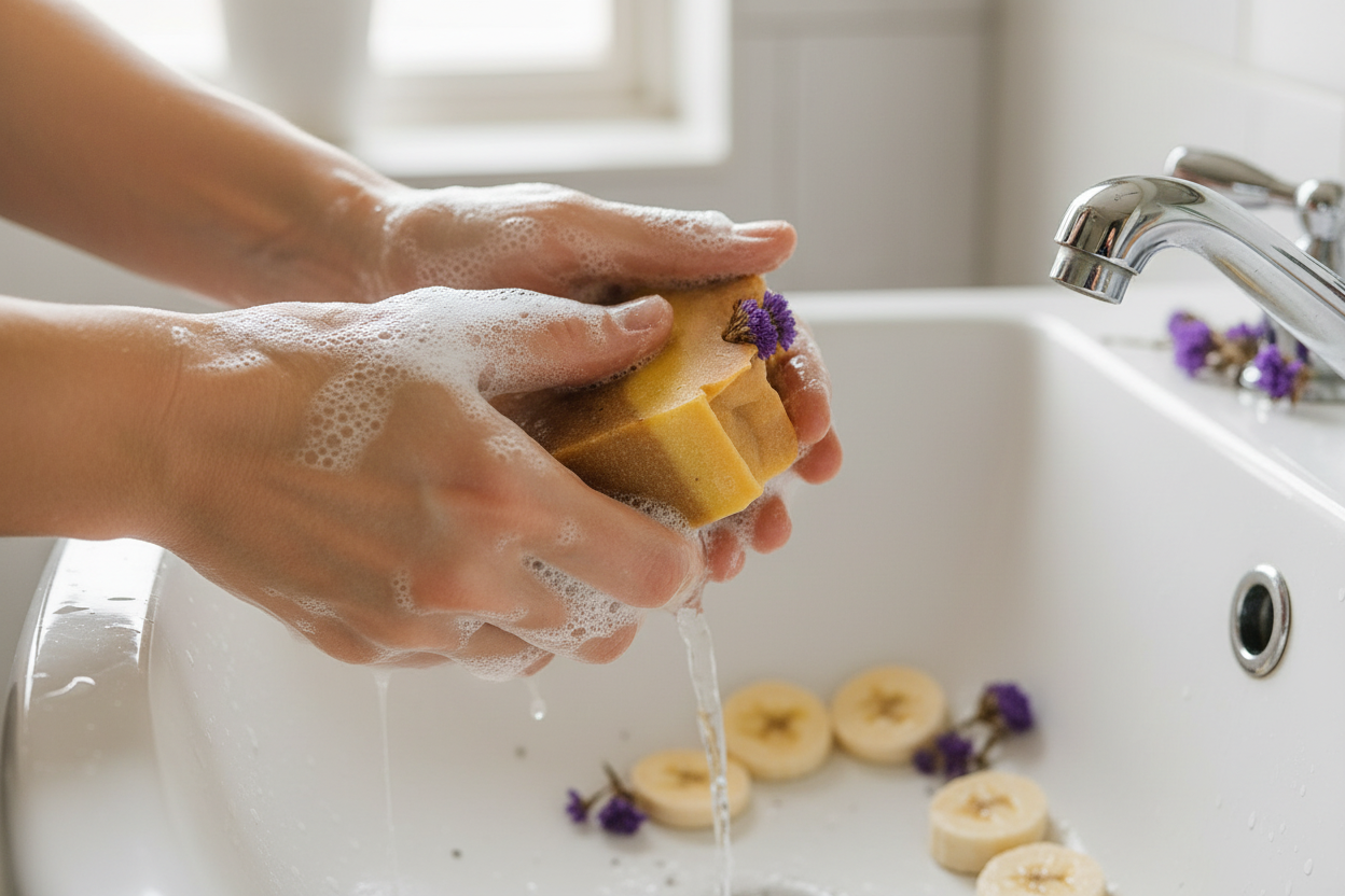 Washing with Chia Banana Soap