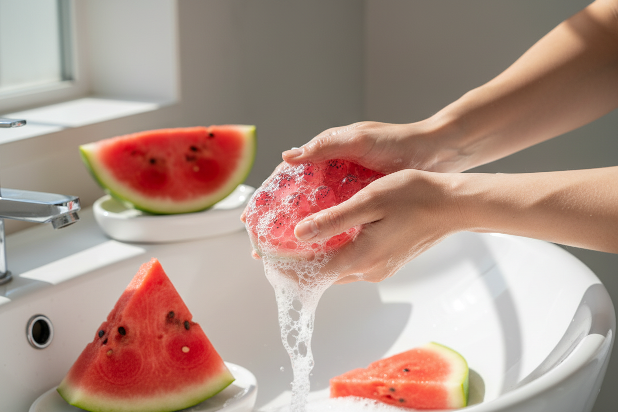 Washing with Glycerin Watermelon Soap