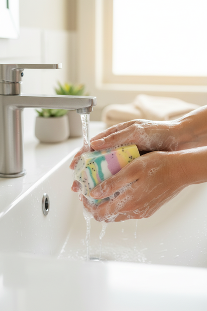 Washing with Rainbow Lather