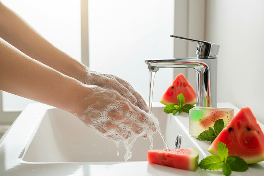 Washing with Watermelon Mint Soap